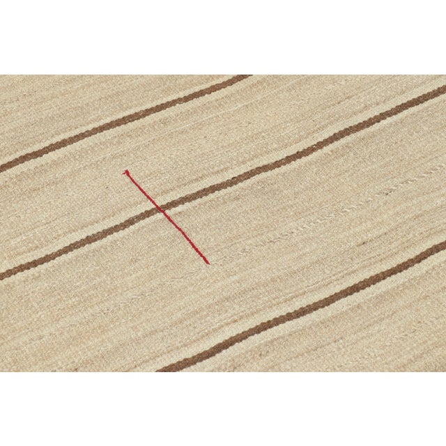 1950s Vintage Persian Bidjar Kilim, Pinstripe Design in Beige and Chocolate - Rug & Kilim For Sale - Image 5 of 7