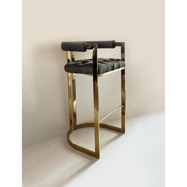 Metal Vintage Stool with Backrest For Sale - Image 7 of 11