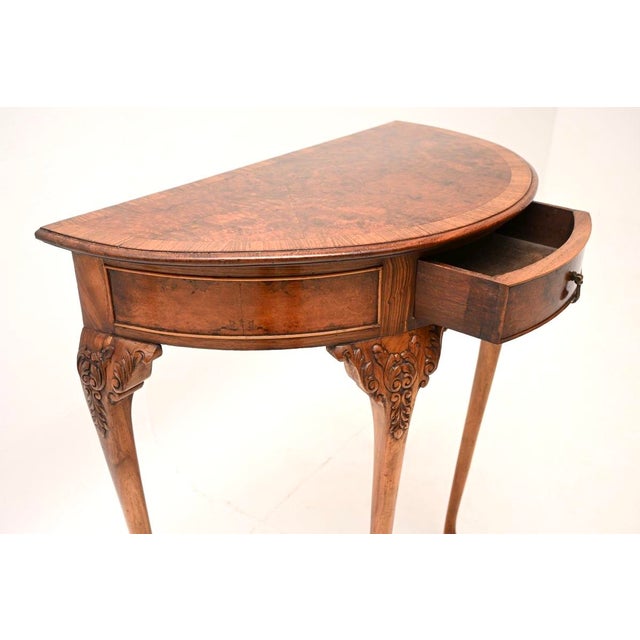 Antique Burr Walnut Console Table, 1900 For Sale - Image 10 of 11