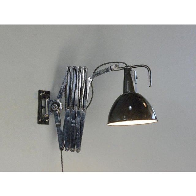 Large Scissor Lamp By Wilhelm Bader Circa 1930s - Large extendable scissor mechanism - Original black paint - Original...
