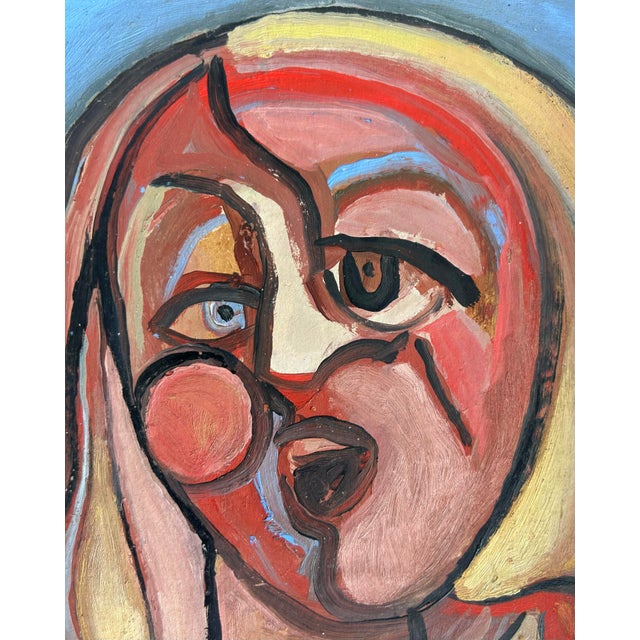 Mid-Century Modern Jose Bernal 1947 Abstract Oil Painting on Canvas "Opera Singer" For Sale - Image 3 of 6