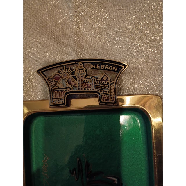1960s 1960s Israeli Mid-Century Modern Enameled Brass Tray – Signed Israel/Hebron For Sale - Image 5 of 5