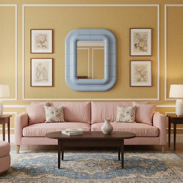 Glass Lola Mirror in Ice Blue by Tilecito For Sale - Image 7 of 8