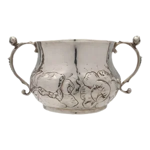 17th Century Sterling Silver Caudle Cup by Ralph Leake