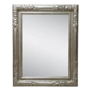 Neoclassical Regency Hand-Carved and Silver Foiled Wooden Mirror, 1970