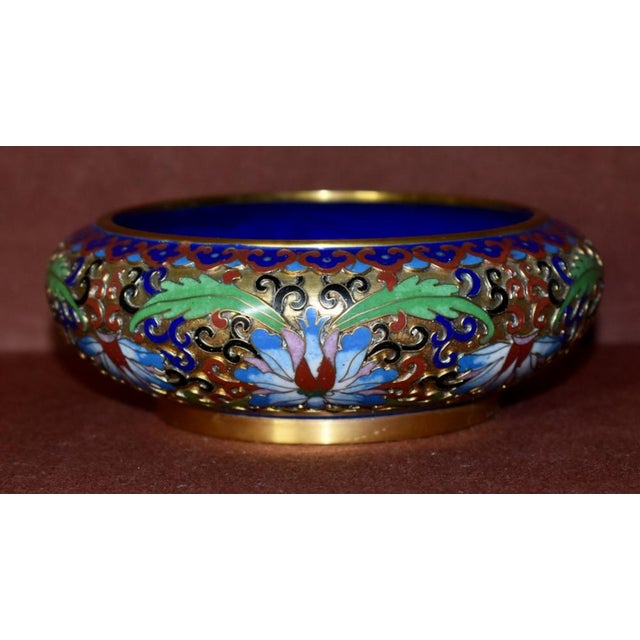 Vintage Chinese Small Cloisonné Bowl With Floral Interior For Sale - Image 13 of 13