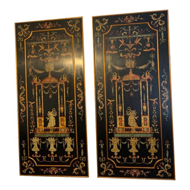 Florentine-Style Neoclassical Decorative Panels — Pair For Sale