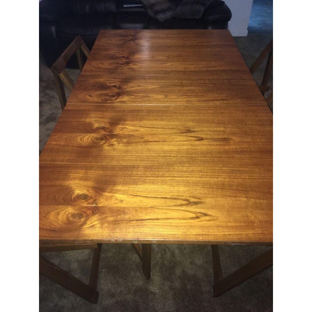 Mid 20th Century Romanian Drop Leaf Dining Table With Stow Away 4 Chairs Chairish