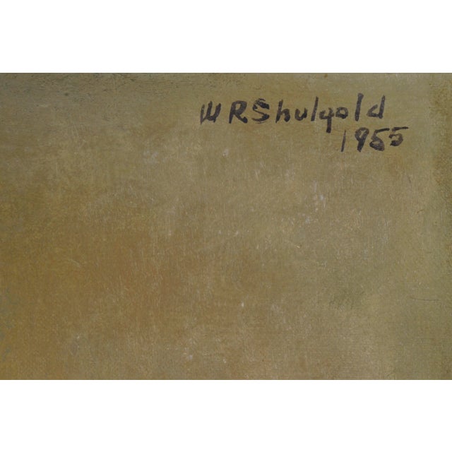 Green "The Child Star" Mid Century Portrait of a Boy With Brown Eyes Oil on Canvas by William Robert Shulgold For Sale - Image 8 of 10