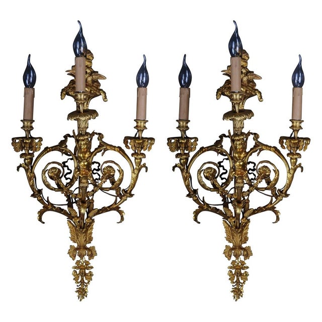 Large Louis XV Gilded Bronze Sconces, Set of 2 For Sale - Image 16 of 16