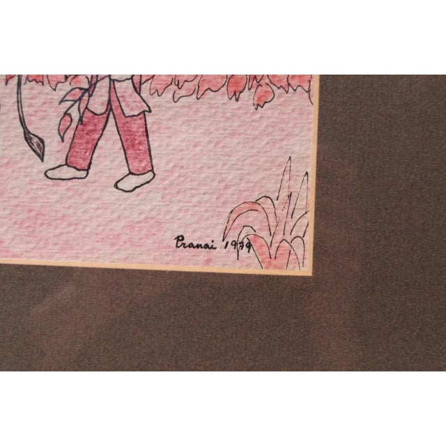 Vintage Southeastern Asian Figural Ink and Watercolor For Sale In New York - Image 6 of 12