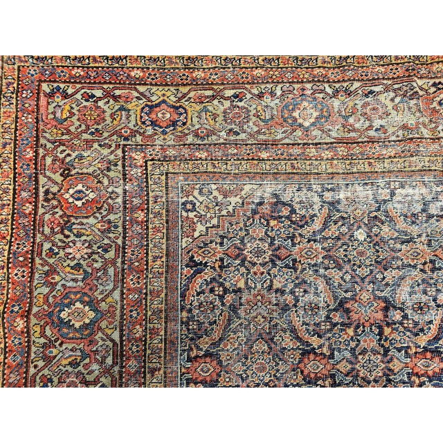 19th Century Persian Farahan Gallery Rug, Hand-Knotted Wool, Allover Herati Pattern, Navy & Pistachio Green, 7x13 For Sale - Image 13 of 14