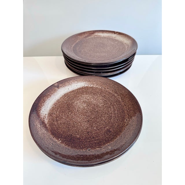 Handmade Ceramic Dinner and Serving Plates from Serocka, Germany, 1970s, Set of 10 For Sale - Image 4 of 13