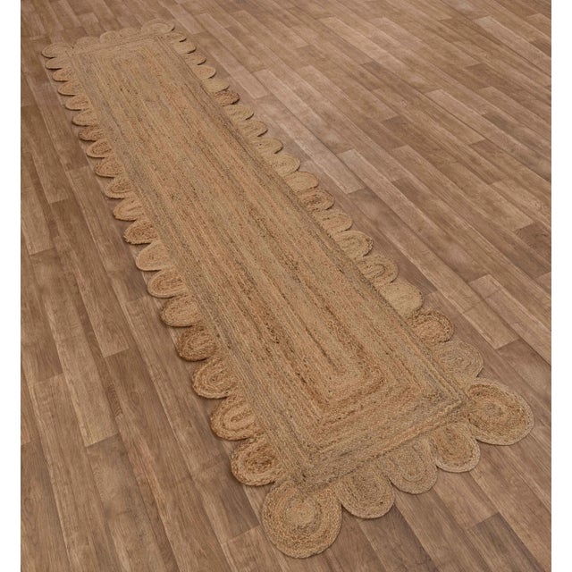 Hand Made Natural Jute Fiber Scallop Rug. The Rug feels soft to Walk On. Jute Rugs are suitable for high traffic areas and...