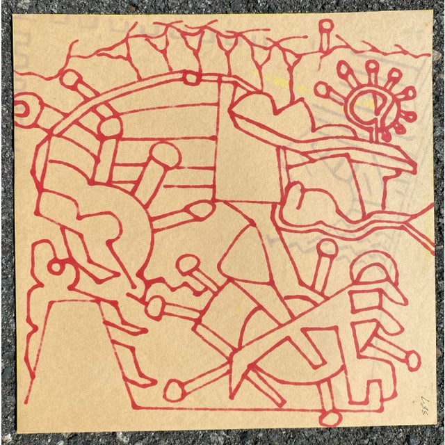 Abstract 1970s Larry Connatser Yellow Abstract Drawing For Sale - Image 3 of 3