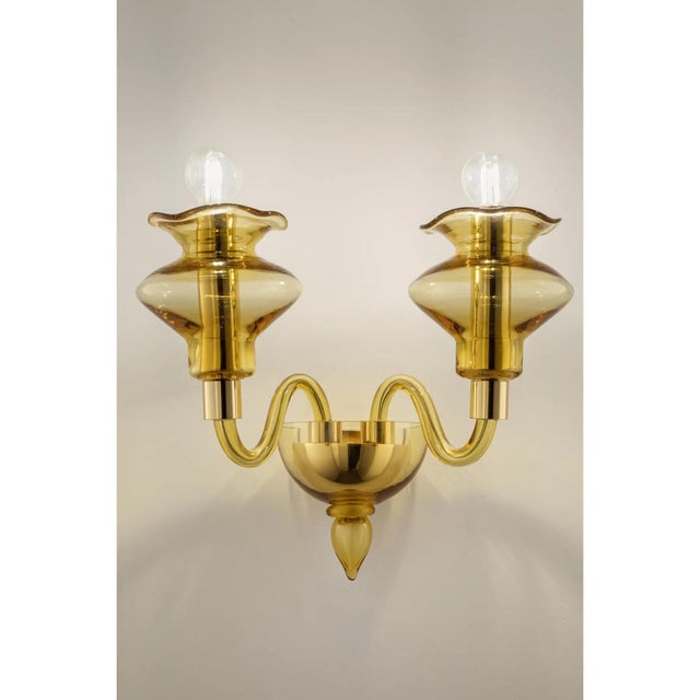 Linear Amber Murano Glass Wall Sconce by Simoeng for Simoeng For Sale - Image 4 of 5