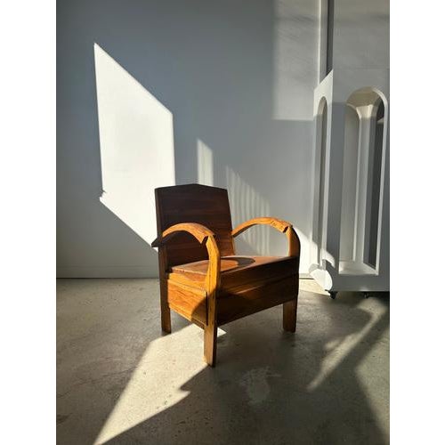 Small Asian Armchair with Upcycled Wooden Slats For Sale - Image 15 of 18