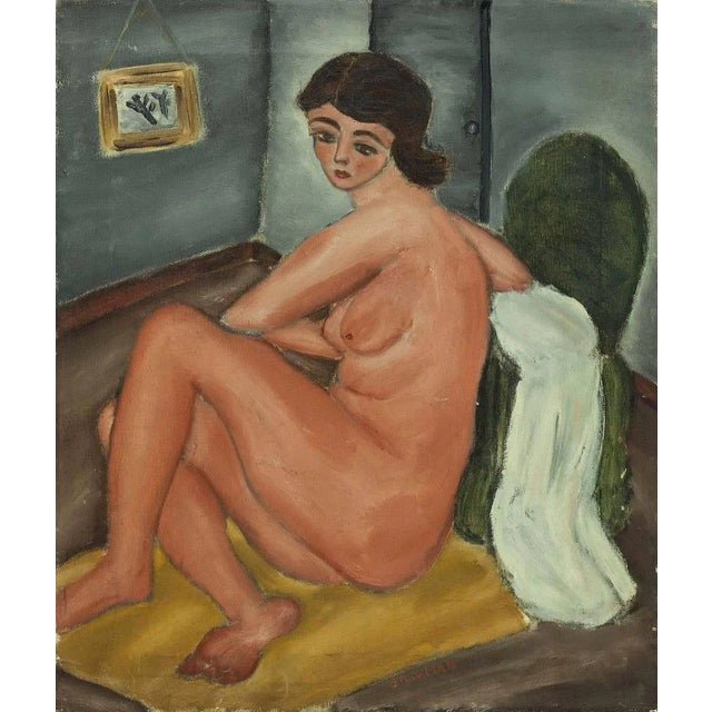 A charming painting by the sister of famed Abstract Expressionist New York School artist, Barnett Newman. Stamped verso...