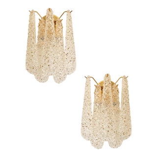 Contemporary Mid-Century Modern "Conchiglie" Murano Glass Gold Wall Sconce-Set of Two For Sale