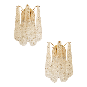 Contemporary Mid-Century Modern "Conchiglie" Murano Glass Gold Wall Sconce-Set of Two