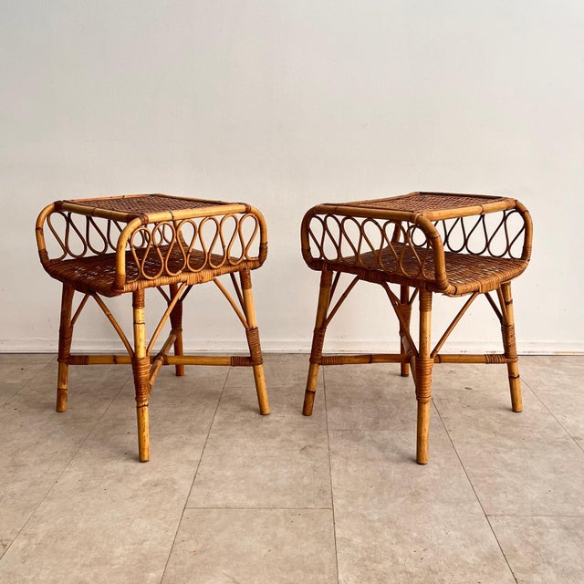 Mid-Century Italian Bamboo and Rattan Nightstands, 1960s, Set of 2 For Sale - Image 11 of 11
