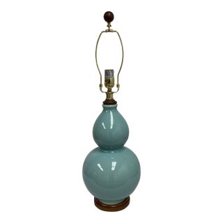 Ralph Lauren Celadon Crackle Double Gourd Ceramic Table Lamp For Sale
