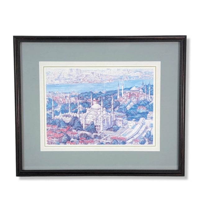 Suleymaniye Mosque Istanbul Watercolor Print Signed & Framed For Sale - Image 10 of 10