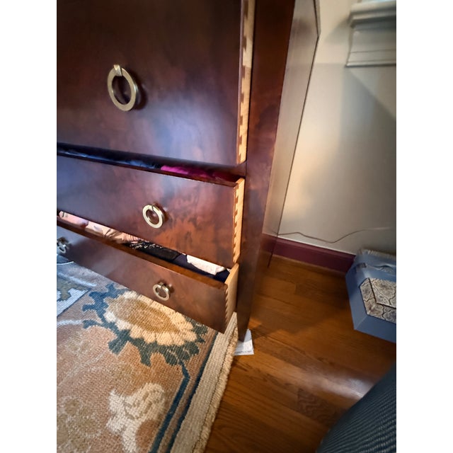 Modern Modern History Three Drawer Burl Chest—two Available For Sale - Image 3 of 11