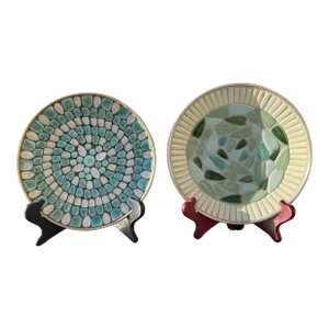 Set of 2 Mid Century Modern Mosaic Coffee Table Plates