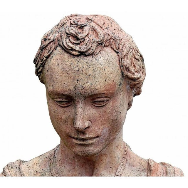 Amazing terracotta bust of the son of "gattamelata" - by donatello 21st century terracotta bust, copy of a small bronze...