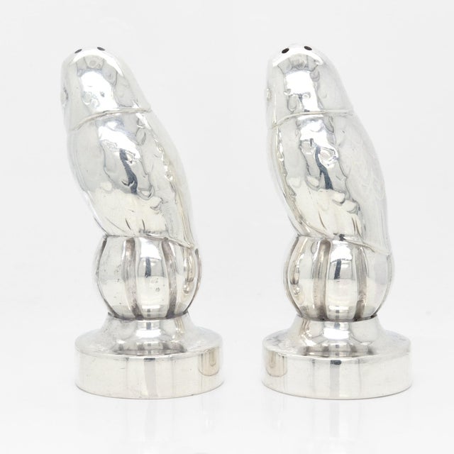 Antique Georg Jensen Sterling Silver Owl Salt & Pepper Shakers Model No. 36a For Sale In Philadelphia - Image 6 of 10