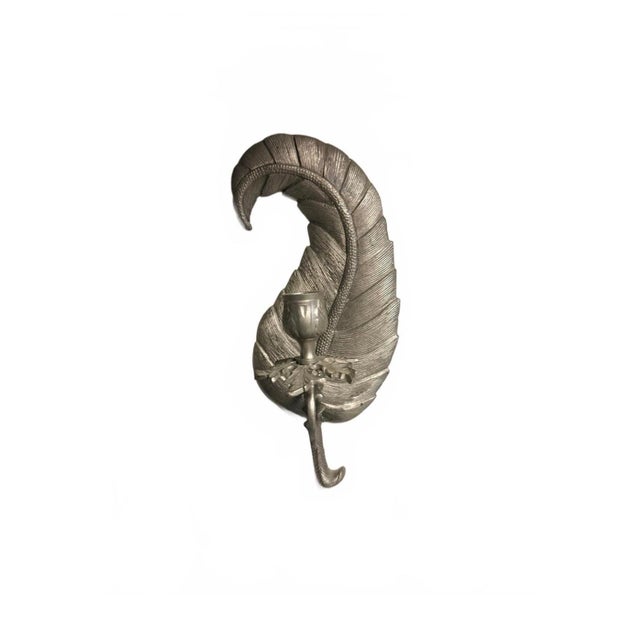 Silver Unique Vintage Leaf Wall Candle Sconce For Sale - Image 8 of 8