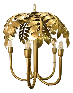 Matthew Izzo Home Millie Antique Brass Five Light Palm Tree Chandelier