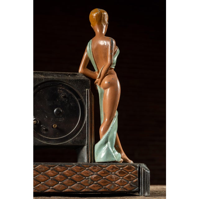 Art Deco Figural Electric Mantel Clock by Sessions For Sale - Image 9 of 9
