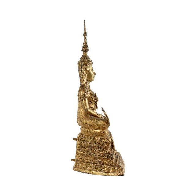 Gold Thai Artist, Large Bronze Buddha, 1800s, Bronze and Gold Leaf For Sale - Image 8 of 12