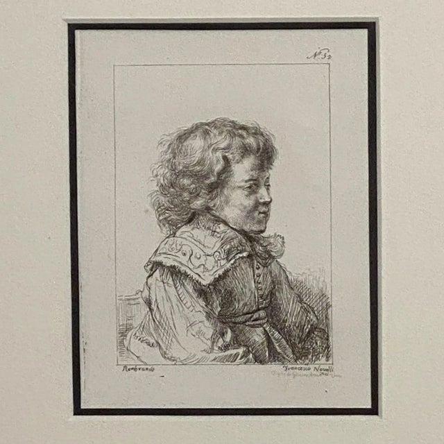 Rembrandt etching done by Francesco Novelli, Italy circa 1770.