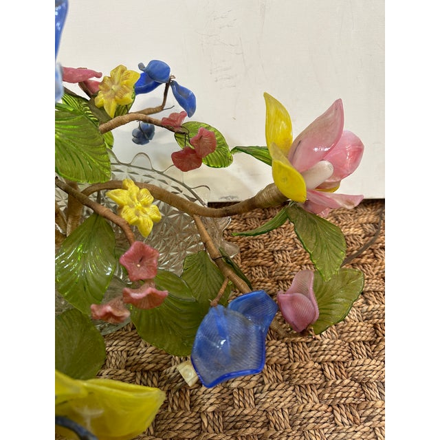 1970s Glass Murano Style Floral Arrangement Centerpiece Lamp For Sale - Image 4 of 8