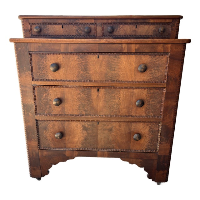 Antique Victorian Late 19th Century Stepback Dresser / Chest of Drawers on Caster For Sale