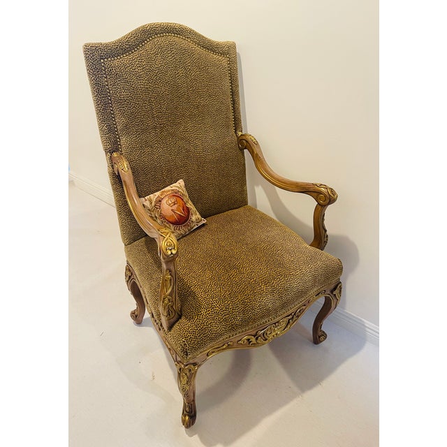 Traditional 1960s Spec Pair of Large Lounge Berger Chairs With Gold Wash For Sale - Image 3 of 12