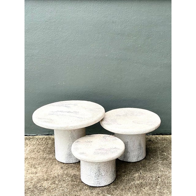 Mid-Century Modern Vintage Textured Faux Stone Side Tables For Sale - Image 3 of 12