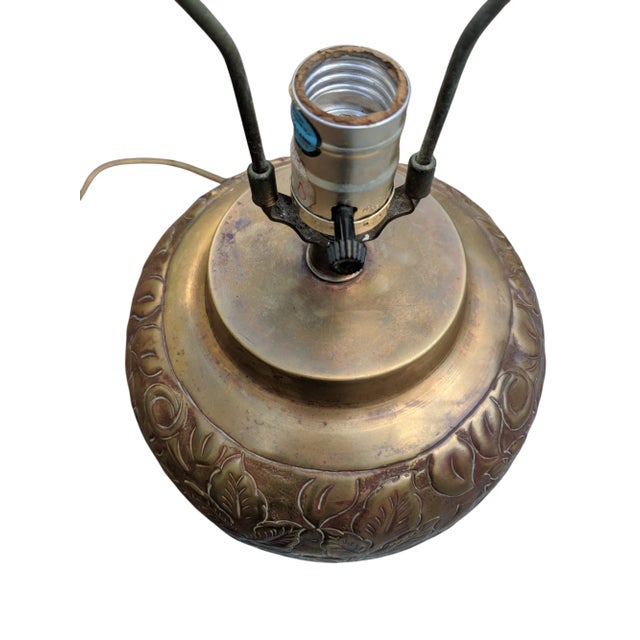 Brass Early 20th Century Brass Repousse Table Lamp For Sale - Image 8 of 10