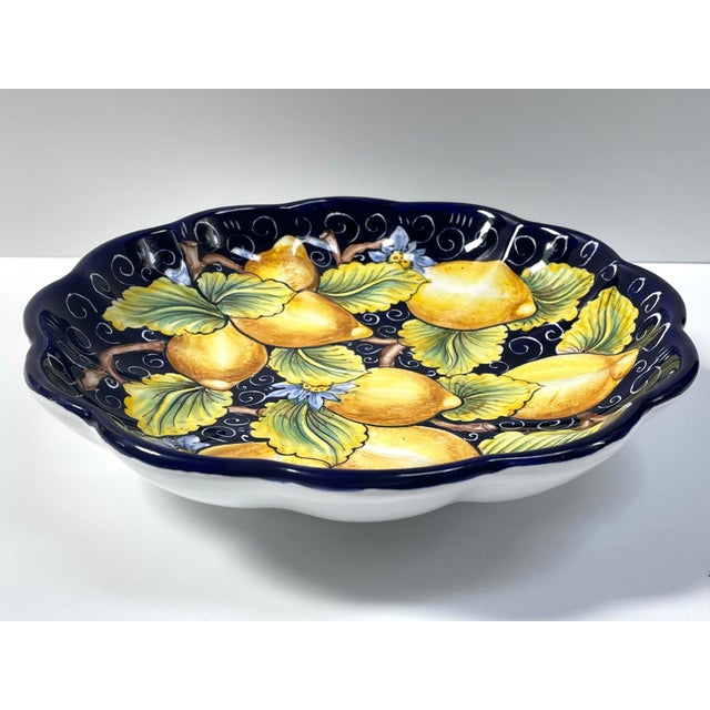 Rustic European Hand Painted Italian Ceramic Decorative Wall Plate With Lemons For Sale - Image 3 of 7