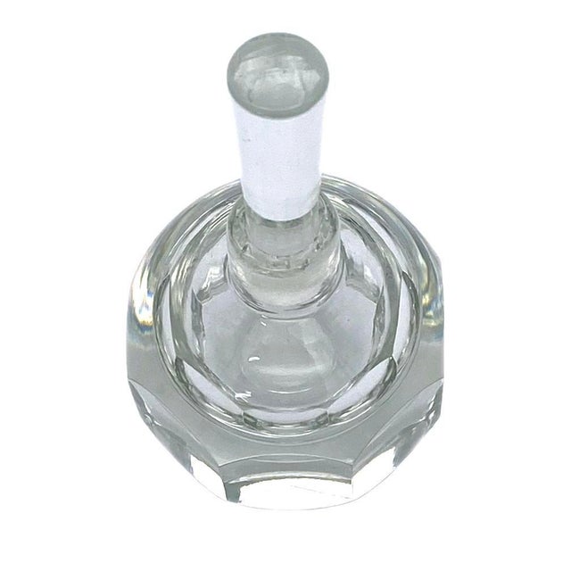 This is a Scandinvian style clean cut crystal perfume bottle with stopper.