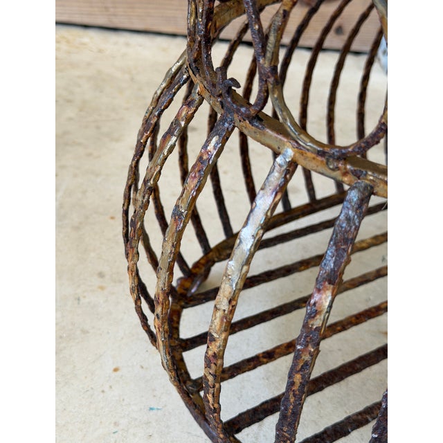 Vintage Rusted Patina Iron Jardinière With Paw Feet For Sale - Image 9 of 12