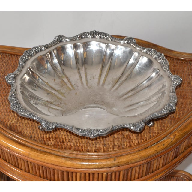 Mid 20th Century Silver Plated Ornate Footed Clam Shell Bowl Old English by Poole Silver Company. The Serving Bowl for...