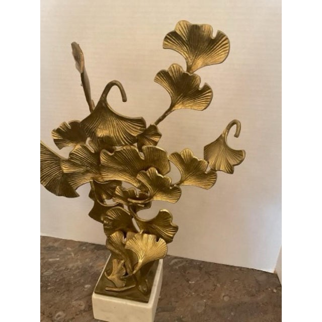 Brass Vintage John Richard Brass Ginkgo Leaves Sculpture For Sale - Image 8 of 10