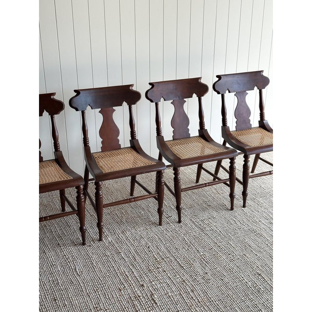 1960s Vintage Sculpted Mahogany Dining Chairs With Cane Seats, Set of 4 For Sale In Greensboro - Image 6 of 15
