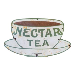 1930s Enamel Nectar Tea Sign For Sale