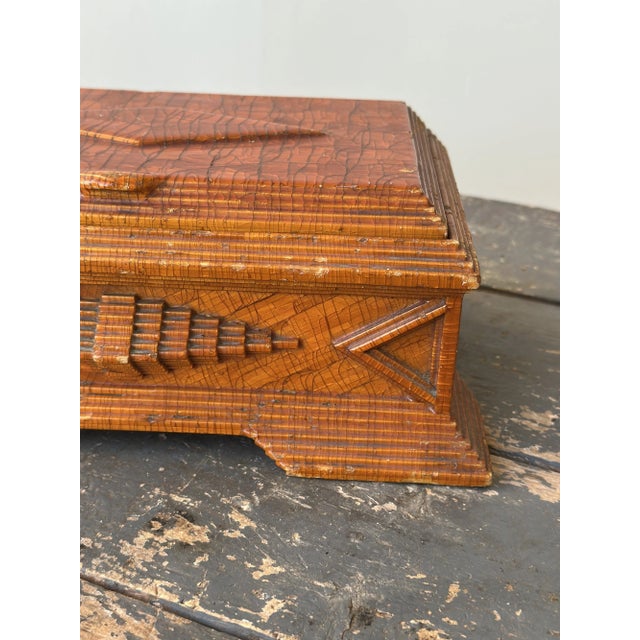 Brown Exceptional Vintage Art Deco Prison Art Shellacked Matchstick Box, Circa 1920s-40s For Sale - Image 8 of 18