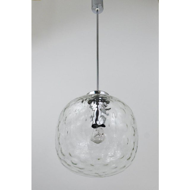 Silver Large Bubble Melting Glass and Chrome Globe Pendant Lamp, Germany, 1970s For Sale - Image 8 of 18